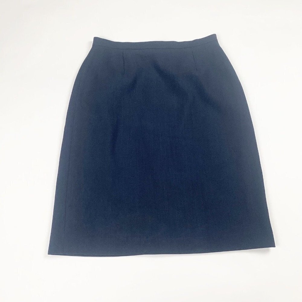 Rafaella Womens sz 6 Skirt Solid Navy Blue Zip Up Knee Length Pencil Career Work
